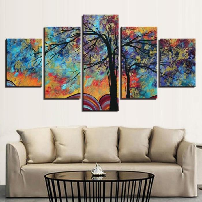 Wall abstract canvas painting tree living room panel piece flower print decor nature large oil farmhouse vintage frame framed