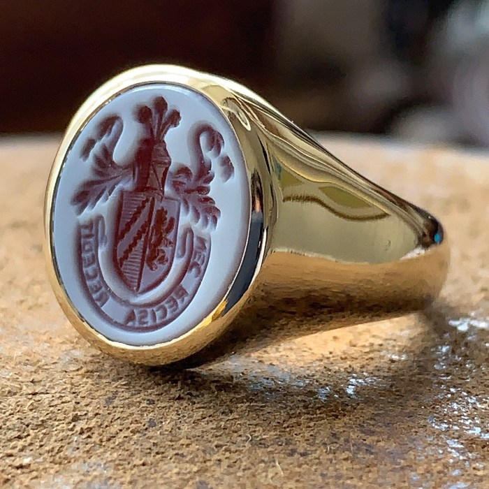 Signet ring red sardonyx rings gemstone engraved mens hand