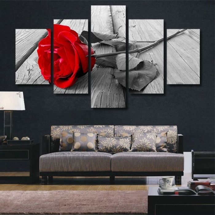 Black white red wall art decor